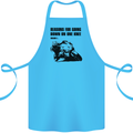 Biker Down on One Knee Motorcycle Motorbike Cotton Apron 100% Organic Turquoise