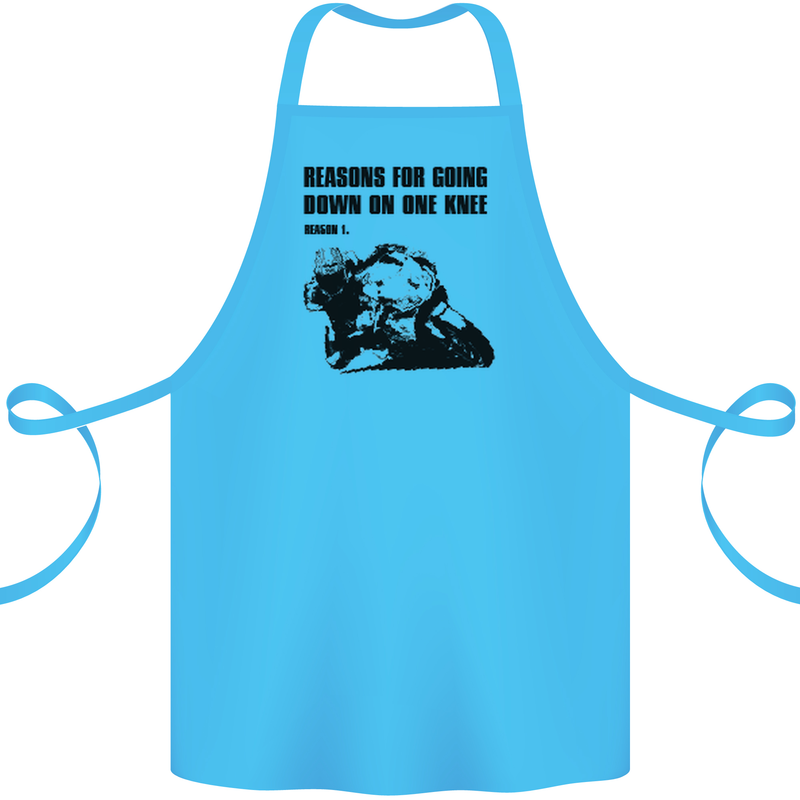 Biker Down on One Knee Motorcycle Motorbike Cotton Apron 100% Organic Turquoise