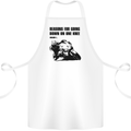 Biker Down on One Knee Motorcycle Motorbike Cotton Apron 100% Organic White