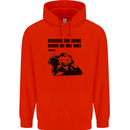 Biker Down on One Knee Motorcycle Motorbike Mens 80% Cotton Hoodie Bright Red