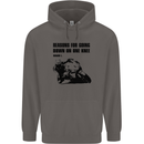 Biker Down on One Knee Motorcycle Motorbike Mens 80% Cotton Hoodie Charcoal