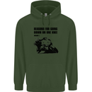 Biker Down on One Knee Motorcycle Motorbike Mens 80% Cotton Hoodie Forest Green