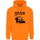 Biker Down on One Knee Motorcycle Motorbike Mens 80% Cotton Hoodie Orange