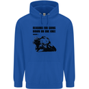 Biker Down on One Knee Motorcycle Motorbike Mens 80% Cotton Hoodie Royal Blue