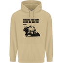 Biker Down on One Knee Motorcycle Motorbike Mens 80% Cotton Hoodie Sand
