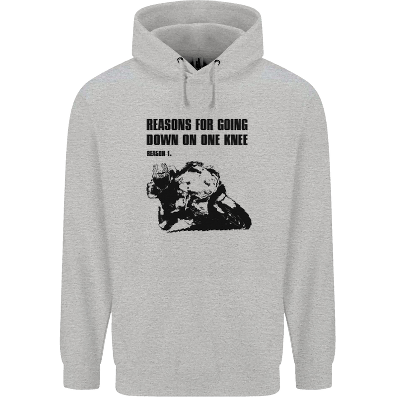 Biker Down on One Knee Motorcycle Motorbike Mens 80% Cotton Hoodie Sports Grey