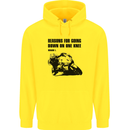 Biker Down on One Knee Motorcycle Motorbike Mens 80% Cotton Hoodie Yellow