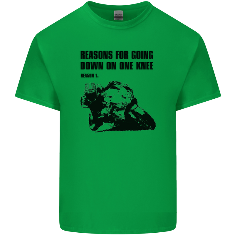 Biker Down on One Knee Motorcycle Motorbike Mens Cotton T-Shirt Tee Top Irish Green
