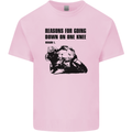 Biker Down on One Knee Motorcycle Motorbike Mens Cotton T-Shirt Tee Top Light Pink
