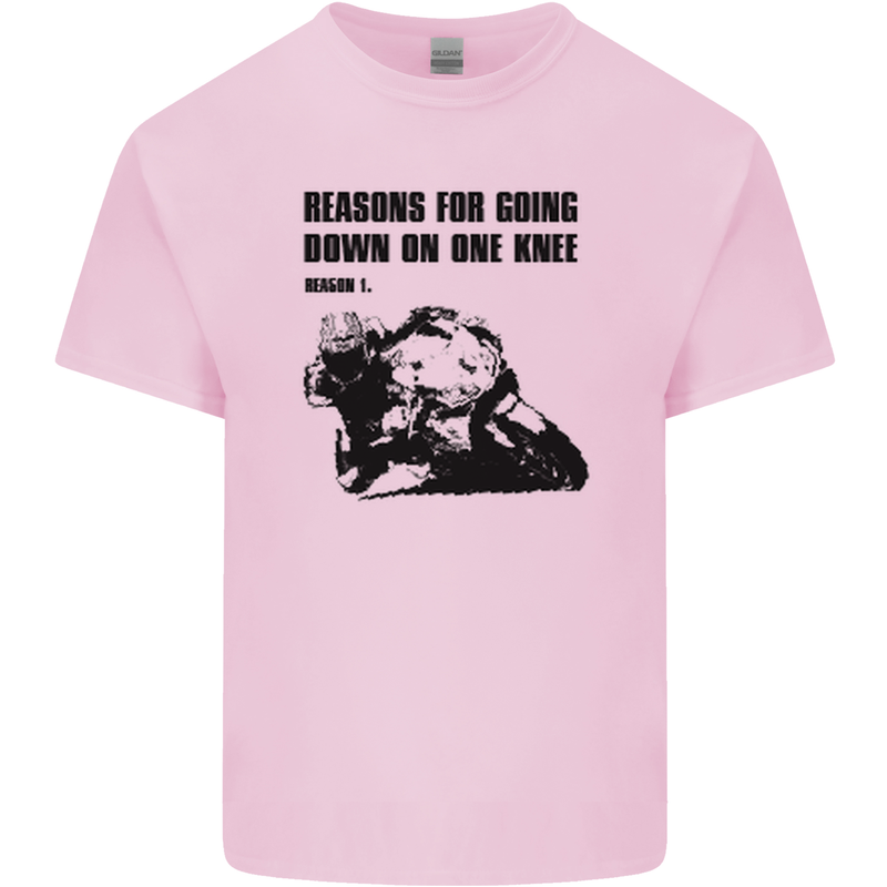 Biker Down on One Knee Motorcycle Motorbike Mens Cotton T-Shirt Tee Top Light Pink