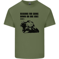 Biker Down on One Knee Motorcycle Motorbike Mens Cotton T-Shirt Tee Top Military Green