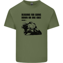 Biker Down on One Knee Motorcycle Motorbike Mens Cotton T-Shirt Tee Top Military Green