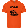 Biker Down on One Knee Motorcycle Motorbike Mens Cotton T-Shirt Tee Top Orange