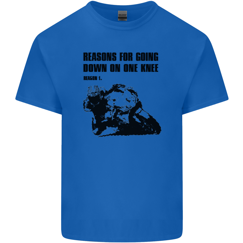 Biker Down on One Knee Motorcycle Motorbike Mens Cotton T-Shirt Tee Top Royal Blue