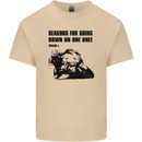 Biker Down on One Knee Motorcycle Motorbike Mens Cotton T-Shirt Tee Top Sand