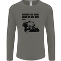 Biker Down on One Knee Motorcycle Motorbike Mens Long Sleeve T-Shirt Charcoal