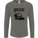Biker Down on One Knee Motorcycle Motorbike Mens Long Sleeve T-Shirt Charcoal