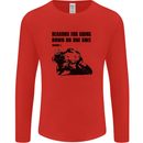 Biker Down on One Knee Motorcycle Motorbike Mens Long Sleeve T-Shirt Red