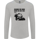 Biker Down on One Knee Motorcycle Motorbike Mens Long Sleeve T-Shirt Sports Grey