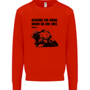 Biker Down on One Knee Motorcycle Motorbike Mens Sweatshirt Jumper Bright Red