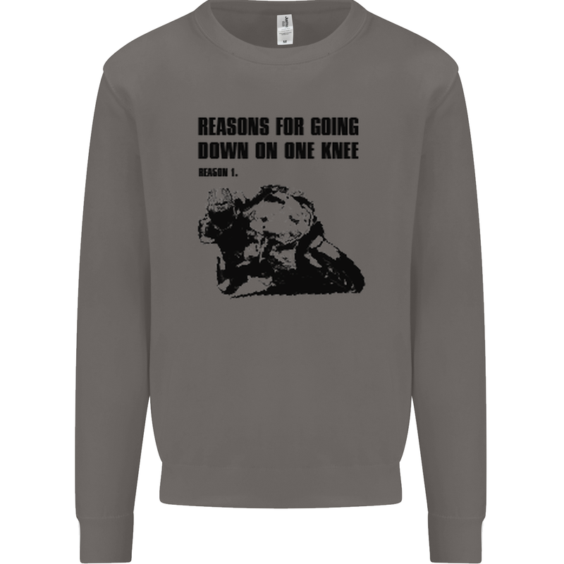Biker Down on One Knee Motorcycle Motorbike Mens Sweatshirt Jumper Charcoal