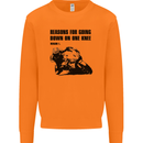 Biker Down on One Knee Motorcycle Motorbike Mens Sweatshirt Jumper Orange