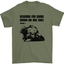 Biker Down on One Knee Motorcycle Motorbike Mens T-Shirt Cotton Gildan Military Green