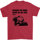 Biker Down on One Knee Motorcycle Motorbike Mens T-Shirt Cotton Gildan Red