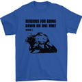 Biker Down on One Knee Motorcycle Motorbike Mens T-Shirt Cotton Gildan Royal Blue