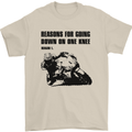 Biker Down on One Knee Motorcycle Motorbike Mens T-Shirt Cotton Gildan Sand