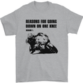 Biker Down on One Knee Motorcycle Motorbike Mens T-Shirt Cotton Gildan Sports Grey