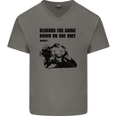Biker Down on One Knee Motorcycle Motorbike Mens V-Neck Cotton T-Shirt Charcoal