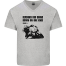 Biker Down on One Knee Motorcycle Motorbike Mens V-Neck Cotton T-Shirt Sports Grey