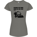 Biker Down on One Knee Motorcycle Motorbike Womens Petite Cut T-Shirt Charcoal
