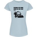 Biker Down on One Knee Motorcycle Motorbike Womens Petite Cut T-Shirt Light Blue