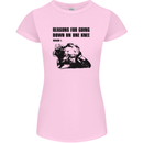Biker Down on One Knee Motorcycle Motorbike Womens Petite Cut T-Shirt Light Pink