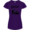 Biker Down on One Knee Motorcycle Motorbike Womens Petite Cut T-Shirt Purple