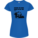 Biker Down on One Knee Motorcycle Motorbike Womens Petite Cut T-Shirt Royal Blue