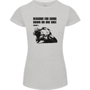 Biker Down on One Knee Motorcycle Motorbike Womens Petite Cut T-Shirt Sports Grey