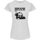 Biker Down on One Knee Motorcycle Motorbike Womens Petite Cut T-Shirt White