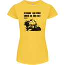 Biker Down on One Knee Motorcycle Motorbike Womens Petite Cut T-Shirt Yellow