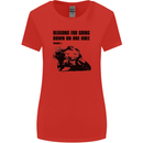 Biker Down on One Knee Motorcycle Motorbike Womens Wider Cut T-Shirt Red
