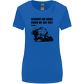 Biker Down on One Knee Motorcycle Motorbike Womens Wider Cut T-Shirt Royal Blue
