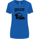 Biker Down on One Knee Motorcycle Motorbike Womens Wider Cut T-Shirt Royal Blue