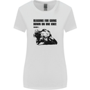Biker Down on One Knee Motorcycle Motorbike Womens Wider Cut T-Shirt White