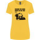 Biker Down on One Knee Motorcycle Motorbike Womens Wider Cut T-Shirt Yellow
