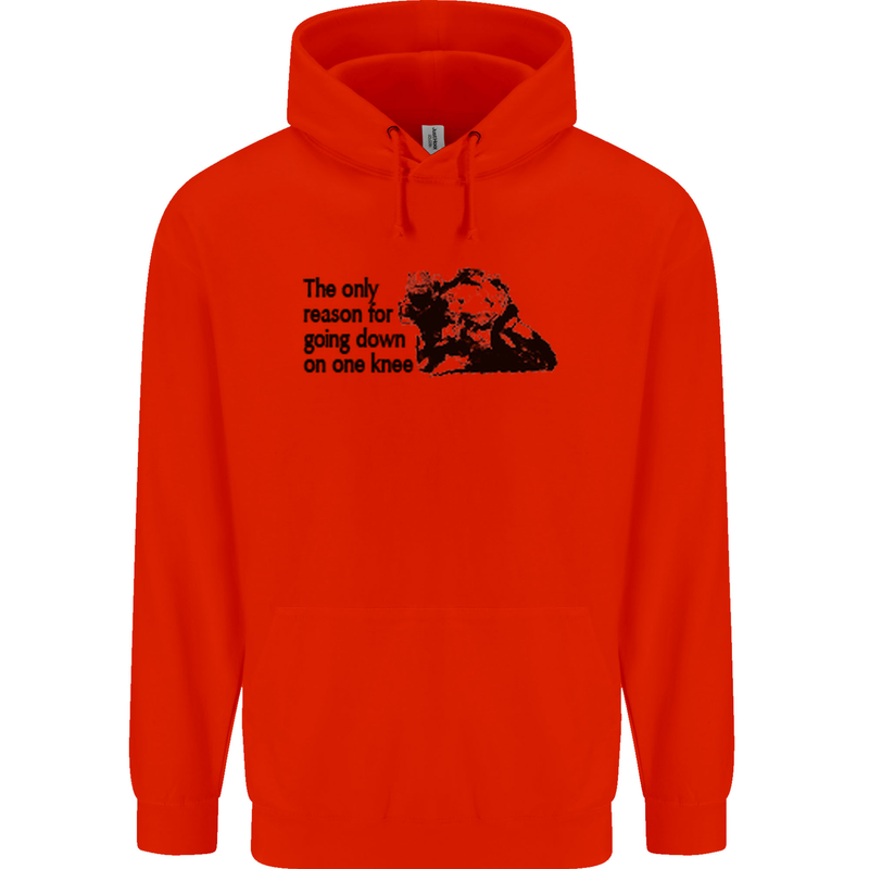 Biker Going Down on One Knee Motorcycle Childrens Kids Hoodie Bright Red