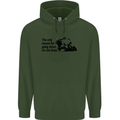 Biker Going Down on One Knee Motorcycle Childrens Kids Hoodie Forest Green