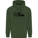 Biker Going Down on One Knee Motorcycle Childrens Kids Hoodie Forest Green