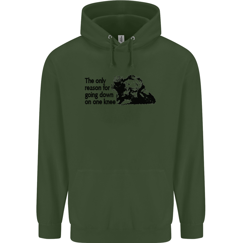 Biker Going Down on One Knee Motorcycle Childrens Kids Hoodie Forest Green